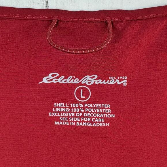 Eddie Bauer Red Packable Hooded Full Zip Waterproof Outdoors Jacket Size Large - Picture 6 of 14